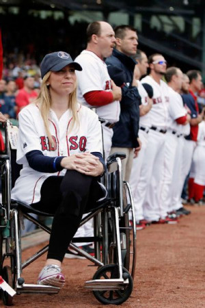 Winslow Townson/Boston Red Sox Heather Abbott had her left foot ...
