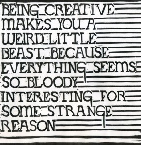 weird # interesting #quote (lino cut by Mark Andrew Webber)