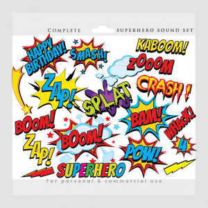 - comic book clip art, super heroes, cityscape, sounds, sayings ...