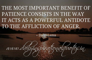 ... acts as a powerful antidote to the affliction of anger. ~ Dalai Lama
