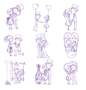 Bride And Groom Wedding Doodle Set Vector Art Download
