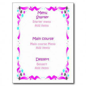 Wedding menu - Bible verses, pink heart Post Cards