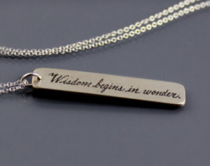Wisdom Necklace - Etched Sterling S ilver Socrates Quote ...