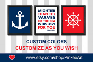 nautical bible quotes nursery wall art boy nursery art baptism baby ...