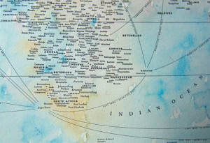 Detail of Nancy McCabe map, showing southern Africa and the Indian ...