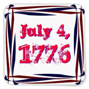 1776 Red White n Blue Square Frame Sticker