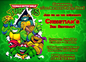 TMNT Ninja Turtles Birthday Party Invitation - Printable File