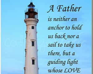 FATHER'S DAY Quote Father's Guiding Light Lighthouse Beach Photography
