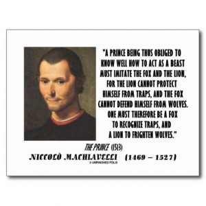 Machiavelli Prince Imitate Fox and the Lion Quote Postcards