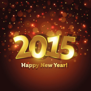 Happy New Year 2015 – Golden Font on dark brown and black background