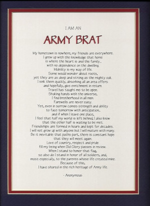 Gotta love us ARMY brats...I am SO putting this in my house!