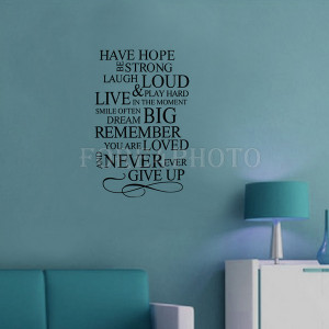 Art Home Decor Have Hope Never Give Up Removable Vinyl Wall Quote ...