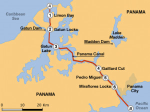 panama canal on map