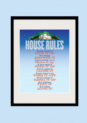 House Rules Kitchen art Inspirational quote by EclecticPrintShop, $21 ...