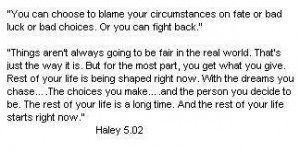Voiceover Quotes From One Tree Hill ~ Haley Voiceover 5.02 - One Tree ...