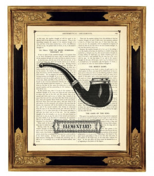 Sherlock Holmes Elementary Pipe - Vintage Victorian Book Page Art ...