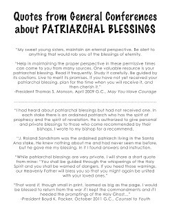 ... Patriarchal Blessings, so I found these excerpts. (Click on image to