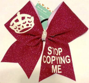 Home All Bows Cheer Quotes Stop Copying Me Red Glitter Cheer Bow