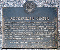 Rockefeller Center’s landmark plaque.