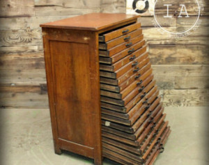 Hoe Co 20 Drawer Antique Cherry Flat File Drafting Cabinet ...