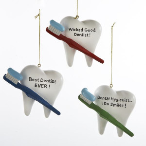 ... Club Pack of 12 Funny Dentist Tooth and Toothbrush Christmas Ornaments