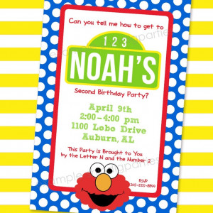 Elmo Invitation - Birthday Party Printable Invitation, Thank You ...