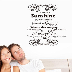 Warm home decoration you are my sunshine quote wall stickers home ...