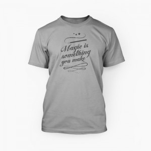 ... typography design with wand graphic on mens cut sports grey shirt