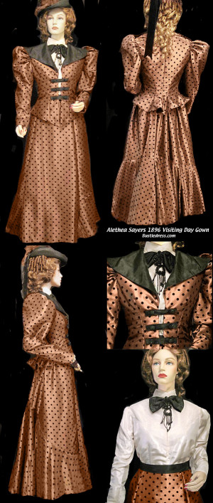 WEAR TO READY Dots Velvet with Taffeta Copper of Costume Dress ...