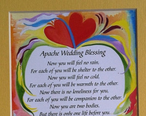 APACHE WEDDING BLESSING 8x10 Inspirational Quote Bride Groom Marriage ...