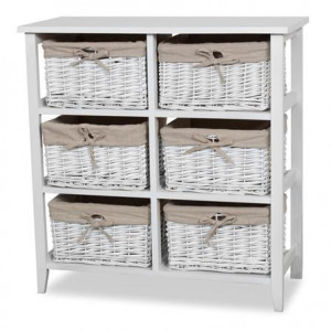 Organised Living White Wooden 6 Basket Storage Unit