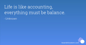 Life is like accounting, everything must be balance.