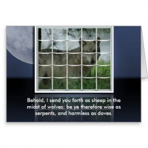 Matthew 10:16 BIBLE QUOTE SHEEP AMONG WOLVES Greeting Cards