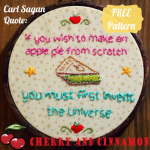 Apple Pie Carl Sagan Quote Free Embroidery Pattern