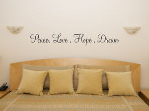 Details about Peace Love Hope Dream Motto Quote Bedroom Kitchen Decal ...