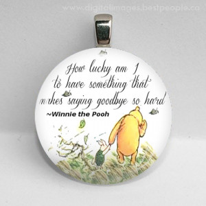 ... necklace pendant Winnie the Pooh quote How Lucky Am I Goodbye 25mm 1