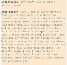 John Lennon on Yoko Ono- My favorite quote of all time