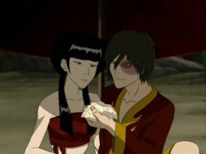 Zuko attempting to impress Mai with his doltish gift.