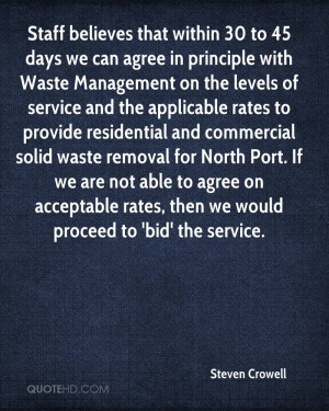 ... solid waste removal for North Port. If we are not able to agree on