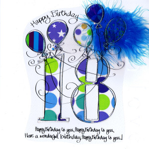 Card - Age - 18th Birthday Blue Balloons