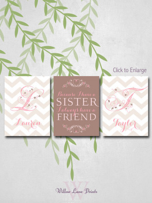 ... girls prints - sister quotes - because I have a sister wall art print