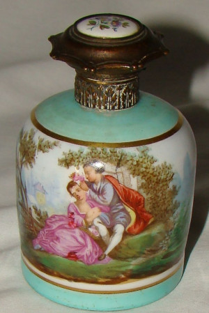 Antique Paris Porcelain Dresden Courting Scenes Scent Perfume Bottle ...