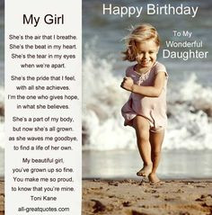 Birthday Poems to My Daughter | ... FREE >> Happy Birthday Wishes For ...
