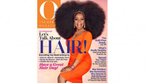 Oprah Models Giant 3.5 Pound Afro Wig for O Magazine