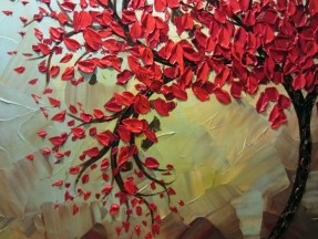 red tree painting -- beautiful. planning to put a Bible verse on it.