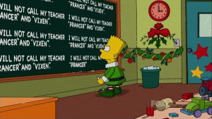 Bart's Christmas chalkboard gag