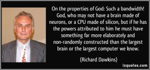 On the properties of God: Such a bandwidth! God, who may not have a ...