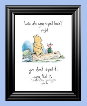 How Do You Spell Love quote from Winnie the Pooh - 4x6, INSTANT ...
