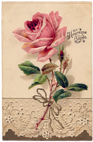 wanted to use vintage music paper, French Typography and a rose ...