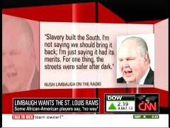 Limbaugh quote graphic from 12 October 2009 edition of CNN's Newsroom ...